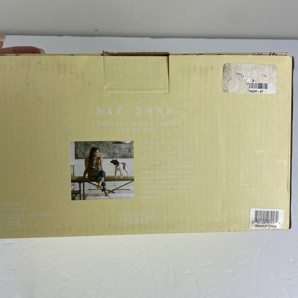 Rae Dunn EASTER Set of 2 Clear Stemless Wine Glasses New In Box - Picture 5 of 5